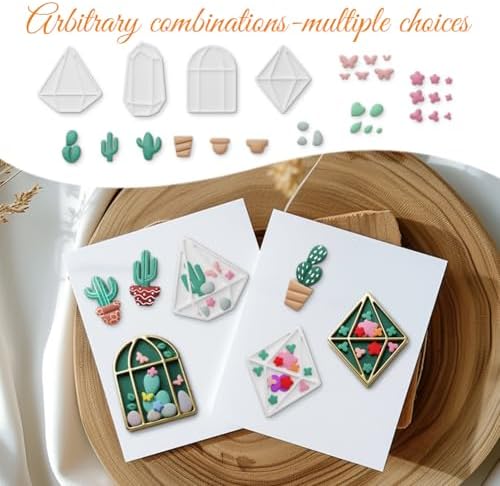 ORIGACH 14 Pcs Terrariums and Cactus Polymer Clay Cutters Set