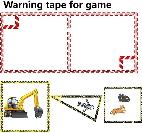 Caution Line Washi Tape Set 16 Rolls Yellow Red Boundary Masking Transportation Toy Decorative Tapes for Arts, DIY Crafts, Journals, Planners, Scrapbook, Wrapping