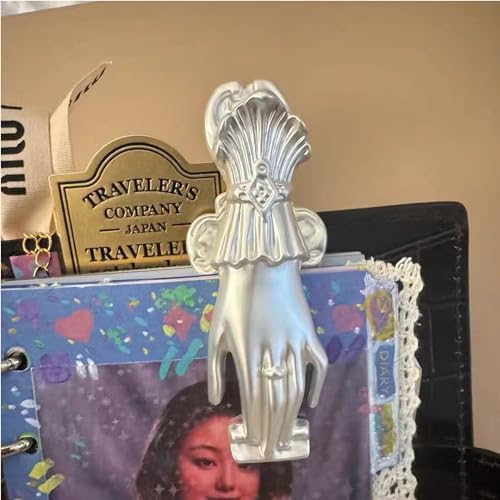 Lady's Hand Shaped Metal Clip Page Holder VintageAccessory for Journaling & Traveler's Notebooks Bullet JunkJournal Clip Decorative Clips Gifts for Book Lovers,Journalers,Woman Writers Silver