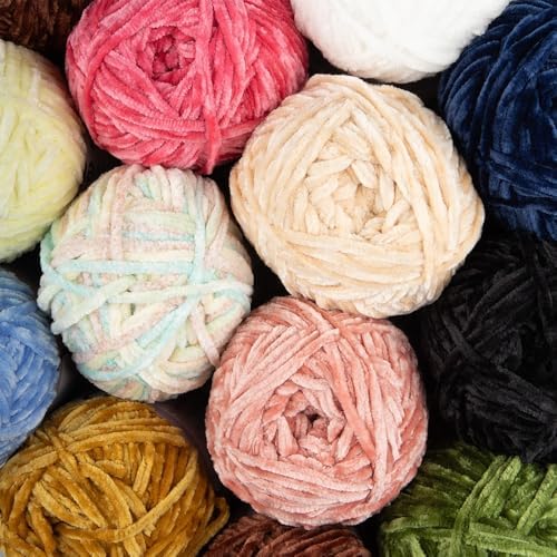 Craft County Bulky 5 Velvet Yarn – Super Soft Polyester Yarn for Blankets, Home Décor, and More!