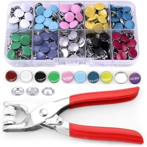 MIFOLEU 9.5mm Snap Button Kit, 100 Sets Snaps for Fabric with Tool (400PCS)