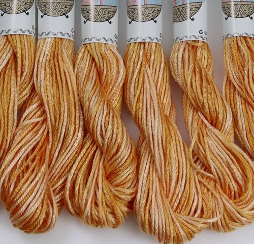 KCS Big skeins of 25 Meters Size 25 Color Variegated Cross Stitch Stranded Threads,6 skeins,4128