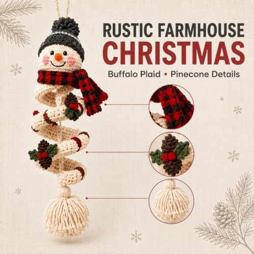 Crochet Snowman Spiral Ornament DIY Kit, Christmas Craft for Adults