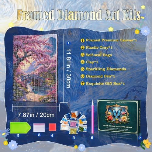 JOOZ Sakura Diamond Painting Kits for Adults with Frame, 8x12 Inch
