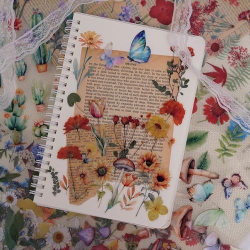 500Pcs Natural Flower Stickers with 260Pcs Letter Stickers,Self-Adhesive Flower Sticker for Scrapbooking Supplies Junk Journal Bullet Journal Planner Laptop