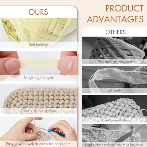 NICEEC 6 Skeins Soft Tape Yarn-Pale Yellow