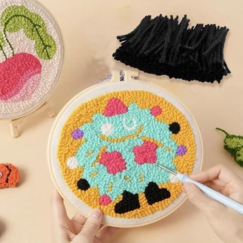 pson 6 Rolls 2.36 Inch Latch Hook Yarn, Precut Craft Yarn for DIY Rug Making, Crochet Tapestry, Pillow Covers and Knotted Handcraft Project(Black)
