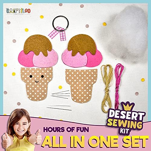 Dessert Sewing Kit for Kids Ages 8-12 - 12 Pre-Cut Felt Plush Treats