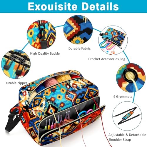 IBFUN Crochet Yarn Knitting Bag Organizer for Knit Accessories Hooks