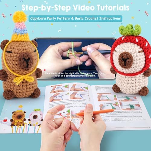 2PCS Capybara Crochet Kit for Beginners Crochet Starter Kit for Adults