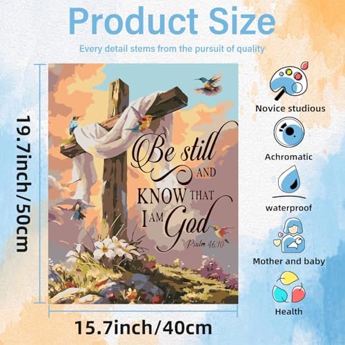 Cross Paint by Numbers Kit for Adults Religious Paint by Numbers for Adult
