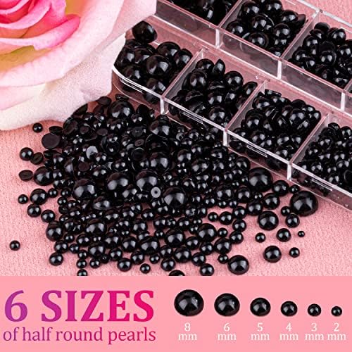Belleboost Flatback Pearls for Nails Black Pearl Nail Charms and Gems