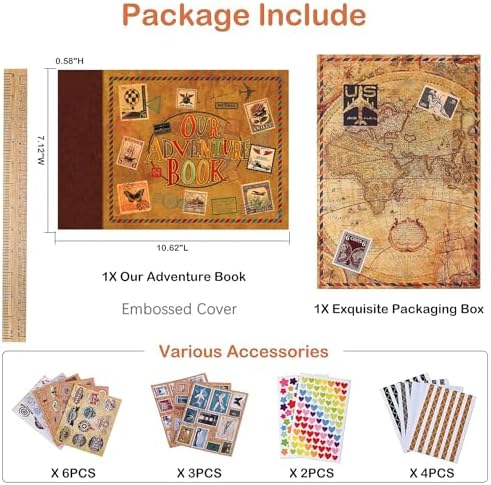 Adventure Book Diary Photo Scrapbook, Adventure Wedding Planning Book with Embossed Cover,Inspired by the 'Up' Saga, Ideal for Memories,Weddings,Traveling,Birthdays,Christmas,Newly Engaged Couples