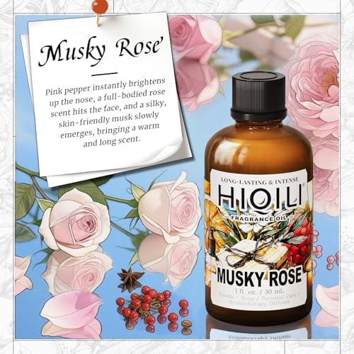 HIQILI Musky Rose Fragrance Oil for Diffuser, Candle & Perfume
