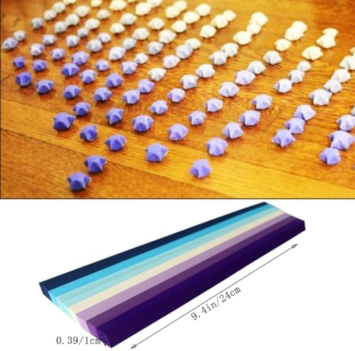 Star origami, origami star paper strips, lucky star decorative paper strips, DIY handicrafts (blue purple gradient (540 pieces))