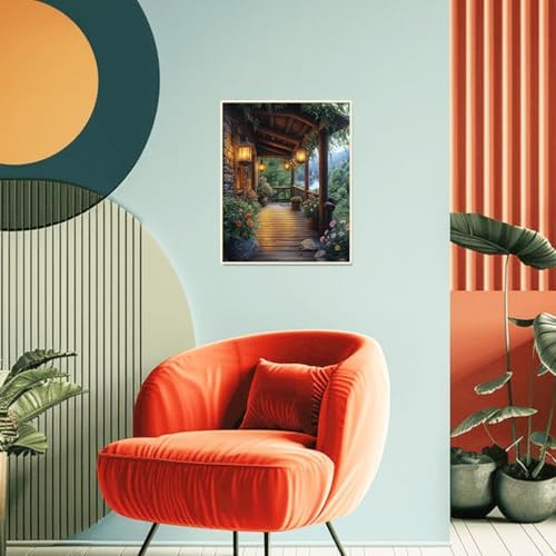 obterie Landscape Paint by Numbers Kit for Adults Beginner Garden Oil Painting Kit Adult Paint by Number Kits on Canvas DIY Painting for Beginners Art by Numbers for Gifts Home Wall Decor 16x20 Inch