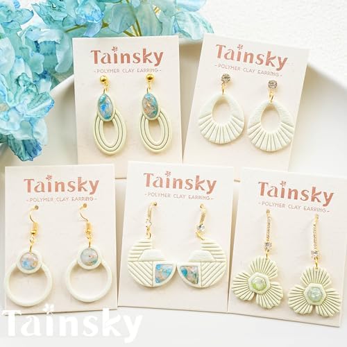 Tainsky 18 Shapes Embedded Polymer Clay Cutters - Gem Clay Jewelry Making Tools, Earring Cutters (A)