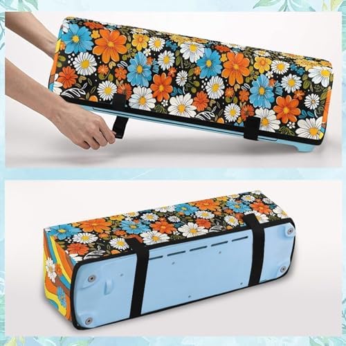 Binienty Vintage Hippie Flower Dust Cover Compatible with Cricut Maker 3, Anti Dirty Scrapbooking Die-Cut Machine Protective Covers with Storage Pocket,for Women