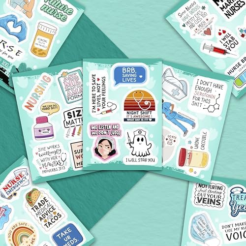 100Pcs Funny Nurse Stickers for Water Bottle, Laptop - Nurse Appreciation Gifts, RN Party Supplies - Nursing Week, Healthcare Medical Hospital Stickers