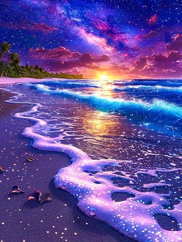 Okarina Diamond Art Kits for Adults & Beginners, Beach Diamond Painting Kit