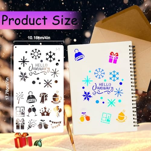 Yazhiji 36 PCS Journal Diary Stencils, Planner Stencils for Junk Journal Notebook Diary Scrapbooking DIY Supplie Drawing Template Journal Stencil 4x7 Inch