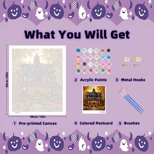 Arttoplus Halloween Paint by Numbers Kit for Adults Beginner 16x20 inch