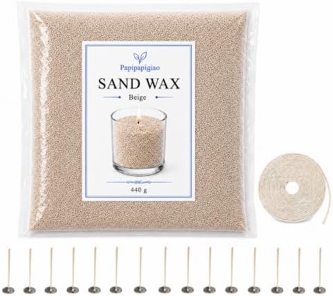 Sand Wax for Candle Making, 440g Refillable Candle Wax Sand,Taupe