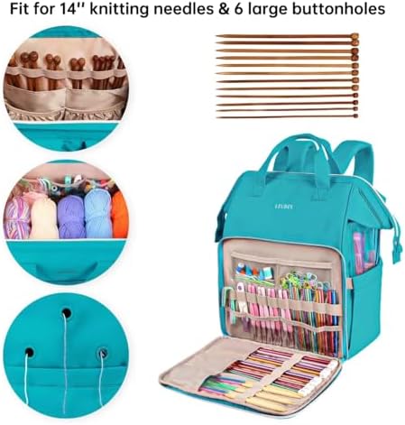 Leudes Crochet Bag Backpack for Yarn Storage Tote Travel Large Knitting Bag