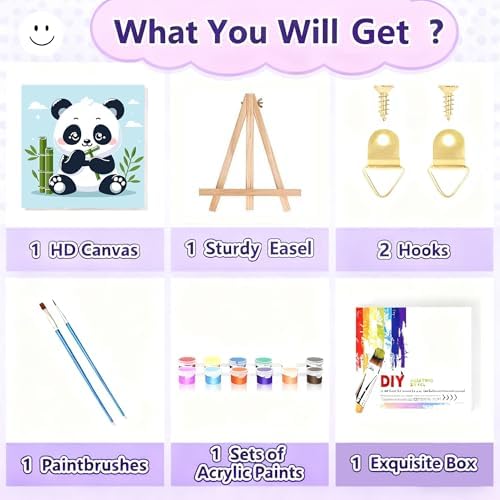 Gemozaic Panda Paint by Numbers Kit for Kids Ages 4-12 with Frame & Easel
