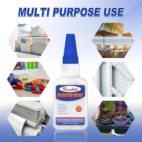 Super Glue for Plastic Repairs 30g×2 Pack – Strong Acrylic Glue for Plastic 3D Print, Legos, PLA, Car, ABS, PVC