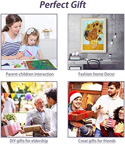 VeGuude Diamond Painting Kits for Adults, 4 Pack Van Gogh Starry Night Diamond Art Kits, 5D Full Drill DIY Crafts for Adults Home Wall Decor Sunflower Irises Café Terrace at Night [12x16in]