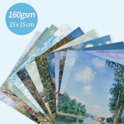 6x6" Cardstock Single Sided Scrapbooking,Craft Decorative Scrap Book Paper | 160gsm,24-Sheet 12Patterns Colored Paper,Junk Journal Supplies,Vivid Origami Papers DIY Craft Gift Wrapping Album.minghua