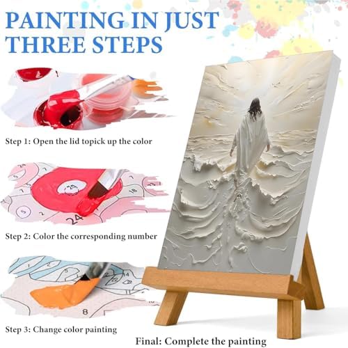 Jesus Paint by Numbers Kit for Adults Framed Canvas 12X16 in, Frameworkless