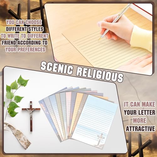 TaoBary 160 Pcs Religious Letter with Cross Stationery Paper and Envelopes