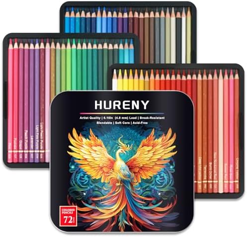 Colored Pencils for Adult Coloring Books, 72 Oil-Based Color Pencils, 3.8mm Soft Core, Vibrant Coloring Pencils in Tin Box for Adults, Professional Art Supplies forSketching, Blending and Layering.