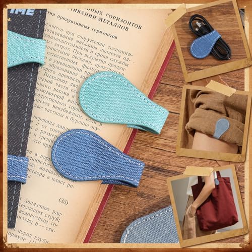 3PCS Vintage Magnetic Leather Bookmark, Leather Magnetic Bookmarks for Women, Magnetic PU Bookmarks Clip Book Accessories, Denim Pattern