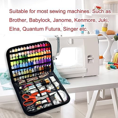 Sewing Kit with Case Portable Sewing Supplies for Home Traveler, Adults, Beginner, Emergency, Contains 60 Sewing Thread, Scissors, Needles, Measure etc