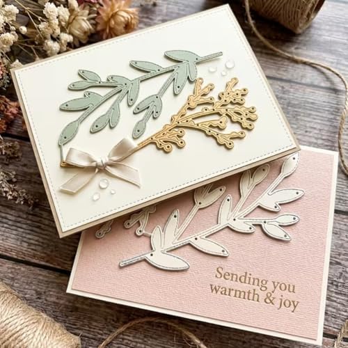 Cutting Dies Metal Stencils Scrapbooking Tools DIY Embossing Template for Paper Card Making Album Arts Crafts Supplies (2 Pcs Branches-11.9x7.6cm)