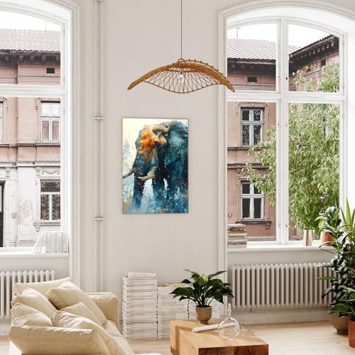 xcemhil Elephant Paint by Numbers Kit for Adults Beginner, Elephant Paint by Numbers for Adult, Acrylic Paint by Number Kits Suitable for Home Wall Art Decor Gifts 16x20 Inch