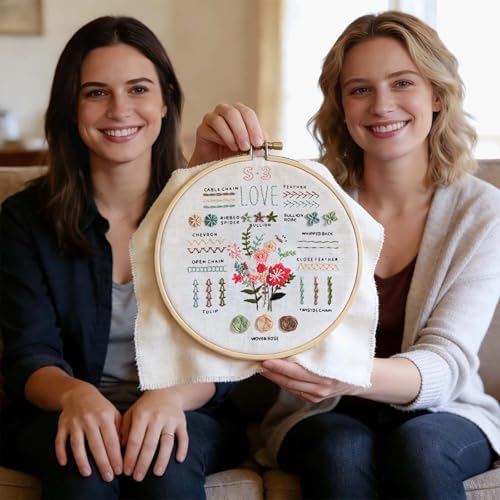 DMFXNBLM Embroidery Kit for Beginners, Water‑Soluble Plant Pattern