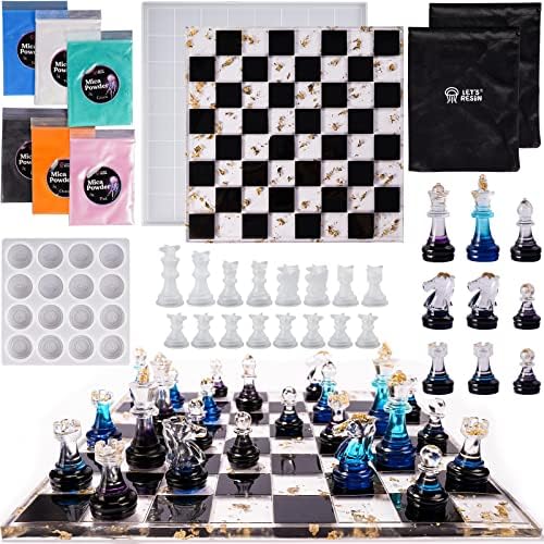 LET'S RESIN Chess Molds for Resin Casting, Upgraded Resin Chess Set Molds