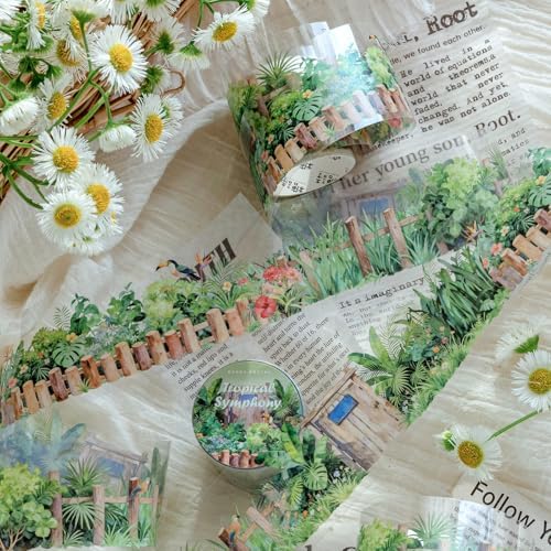 PET Tape Stickers for Scrapbooking Supplies,Floral Stickers for Journaling