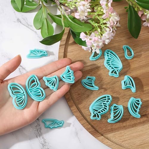 beinkmake 14Pcs Wings Polymer Clay Cutters Angel Wing Clay Earrings Cutters for Adults Bat Butterfly Dragon Wing Cute Polymer Clay Cutter for Jewelry Earrings Making Birthday Party DIY Supplies