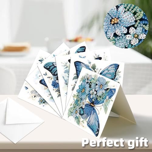 C'eitura 12Pcs Butterfly & Bluebird Diamond Art Painting Greeting Card Kit with Envelopes, DIY Nature Theme Christmas Birthday Thanksgiving Card Making Set, Garden Inspired Handmade Card Craft