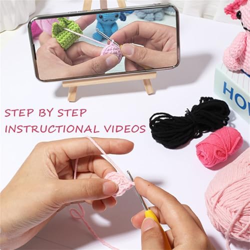 Milaflora 4Pack Axolotl Crochet Kit for Beginners Adults, DIY Crochet Animal Kit with Step-by-Step Video Tutorials, Crocheting Kits for Starters, Beginner Crochet Kit for Adults
