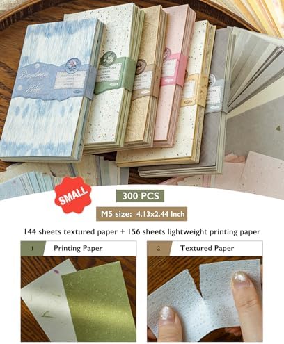 300 Pcs Scrapbook Paper Kit, Small Colorful Textured Scrapbooking Supplies