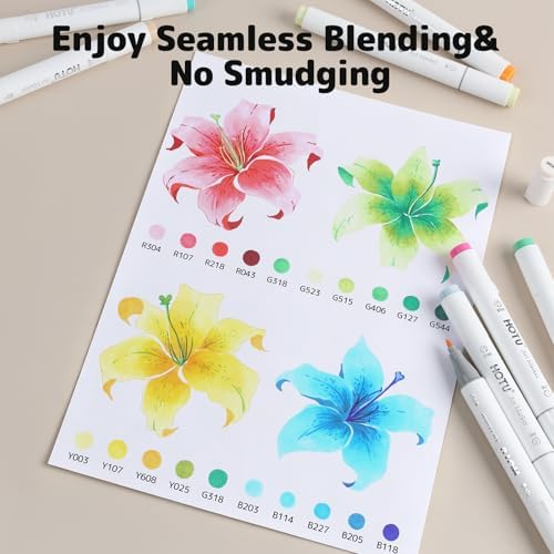 HOTU 100 Colors Alcohol Markers Fine Tip, Dual Tips 79 Vibrant Colors+20 Skin Tone Colors+1 Colorless Blender, Art Markers for Adult Coloring book, Illustration, Non-Bleeding Pad-CPC Certificated | 80 Colors+20 Skin Tone Colors, Art Markers for Artists...