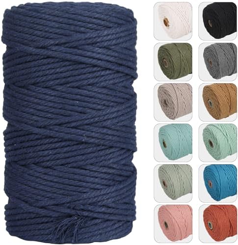 NOANTA 4mm 109yards Macrame Cord, Colored Cotton Macrame Yarn, Dark Blue