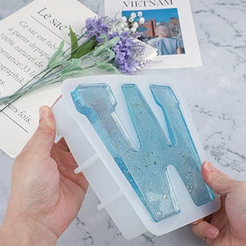 Gartful 7 Inch Large Letter Molds for Resin, 3D W Capital Alphabet Epoxy Resin Mold, A to Z Thick Resin Letter Molds for Making Letters, Word Sign Art, DIY Crafts, Making Cake, Party Home Decor