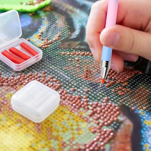 ZYNERY 24 Pcs Glue Clay Refills Paint Pen for Diamond Art Pen Tools, Diamond Refillable Paint Pens for Rhinestones, Gem Art Rhinestone Picker Tool for 5D Gem Painting (8 Boxes)